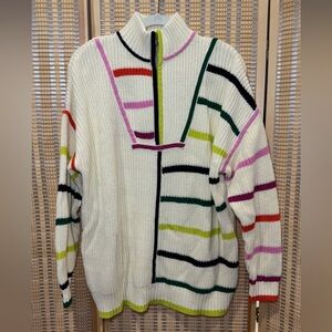 STAUD HAMPTON SWEATER CREAM RAINBOW MULTI
